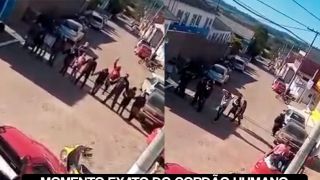 VÍDEO EXCLUSIVO: Momento que os bandidos realizam cordão humano no assalto ao Banrisul em Amaral Ferrador