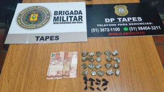 Polícia apreendeu drogas e prendeu receptador em Tapes
