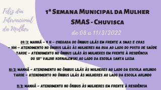 SMAS de Chuvisca organiza a 1ª Semana Municipal da Mulher