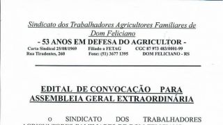 O SINDICATO DOS TRABALHADORES RURAIS LANÇOU EDITAL DE CONVOCAÇÃO