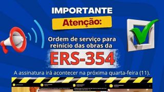 Gabinete do Prefeito de Amaral Ferrador é convidado para assinatura da Ordem de Serviço para reinício das obras da ERS-354