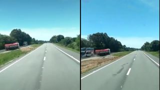 Carreta é flagrada trafegando pela contramão na BR-116