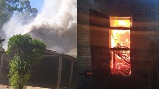 FOTOS: Estufa de fumo pega fogo no Caminho Novo, interior de Dom Feliciano