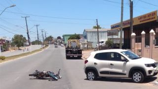 Acidente na Faixinha entre moto e carro deixa motociclista ferido