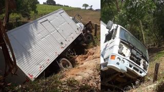 Motorista perde o controle do caminhão e tomba no interior de Dom Feliciano