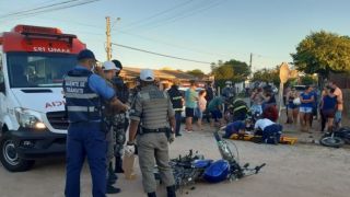 Grave acidente no bairro Viegas em Camaquã envolvendo duas motocicletas